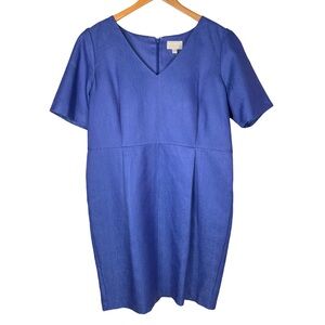 Pure Collection Silk Cotton Blend Jacquard Shift Dress V-Neck NWT